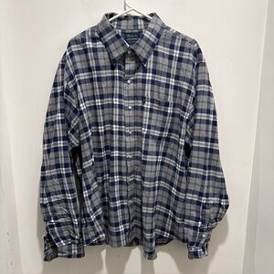 Texas Standard Size 3XL Flannel Button Down Shirt Blue Gray Plaid